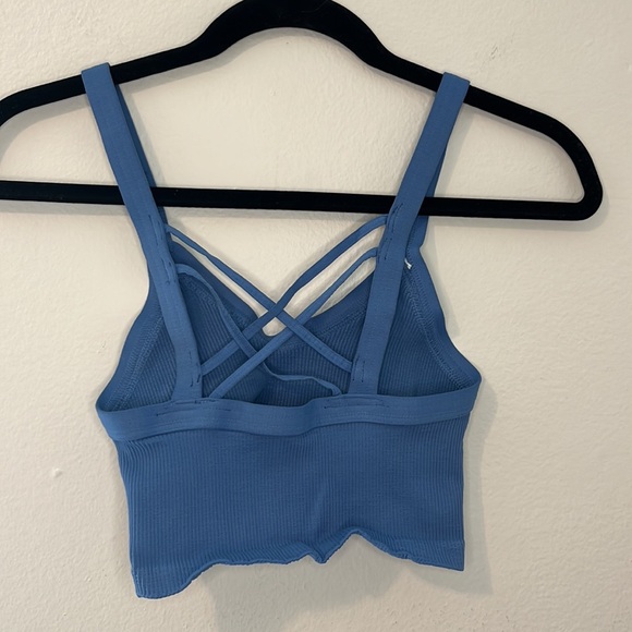 Free People Happiness Runs Strappy Back Crop Tank Blue NWOT XS/S or M/L - Picture 10 of 11